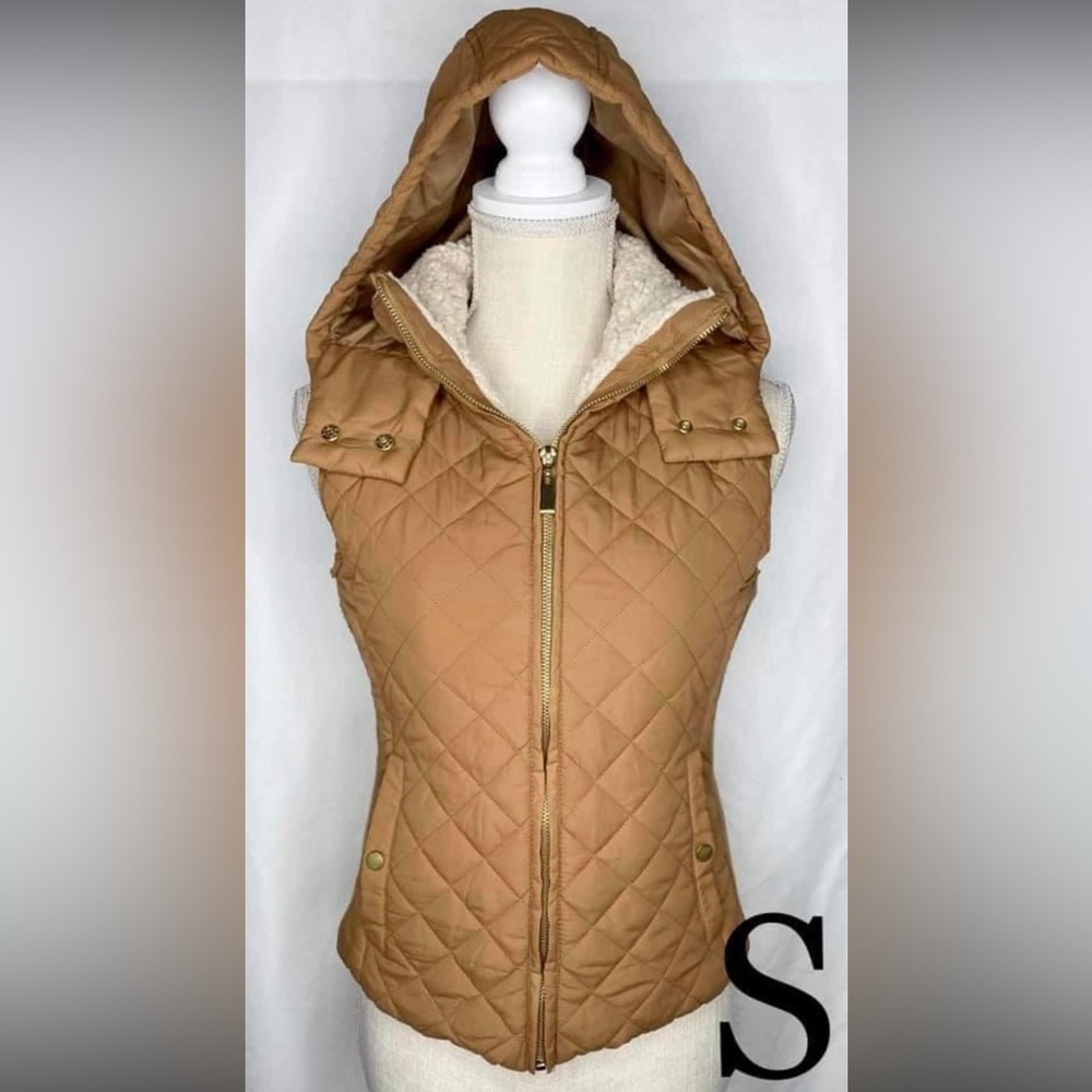 Active USA Hoodie Brown Quilted Puffer Vest